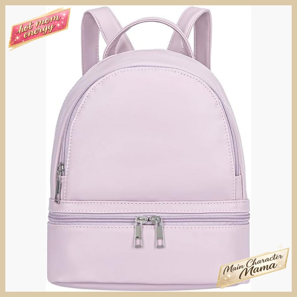 Mini Backpack PU Leather Daypack Adjustable Strap… - image 1